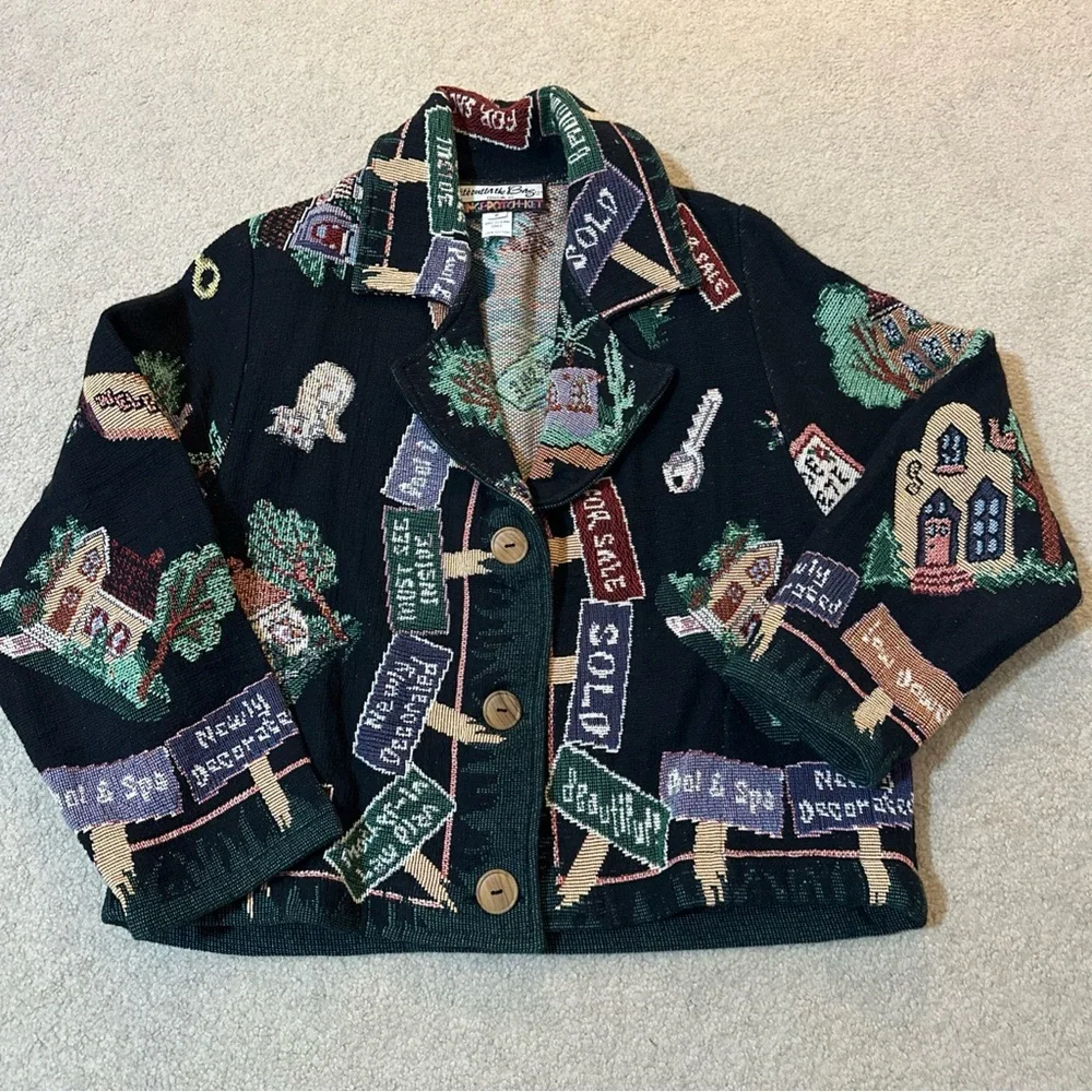 Vintage Women's Tapestry Jacket with Real Estate Theme